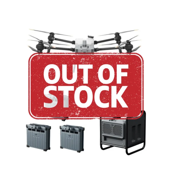 Studio front view of the DJI Agras T40 agricultural drone, featuring a coaxial twin-rotor system for heavy-load crop spraying and spreading.