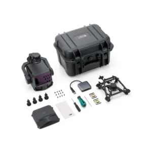 Close-up view of the DJI Zenmuse L3 LiDAR sensor payload for drones, featuring a high-precision laser module and gimbal stabilization for 3D mapping.