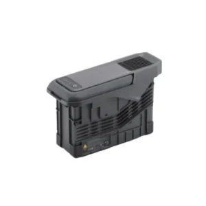 Angled view of the TB100 Intelligent Flight Battery featuring a built-in handle, side cooling vents, and LED power level indicators for industrial drone operations.