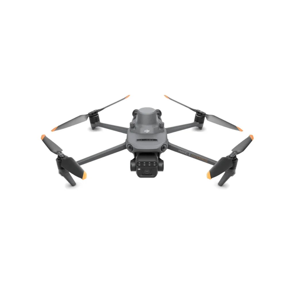 Studio view of the DJI Mavic 3 Multispectral drone, featuring a built-in RTK module and multispectral camera array for agricultural NDVI crop monitoring.